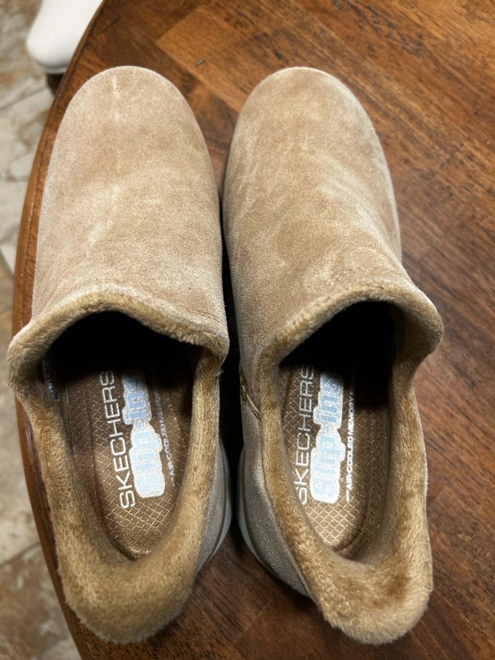 Skechers Women’s Light Brown Suede Slip-On Ankle Booties
